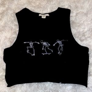 Black cropped skeleton tank